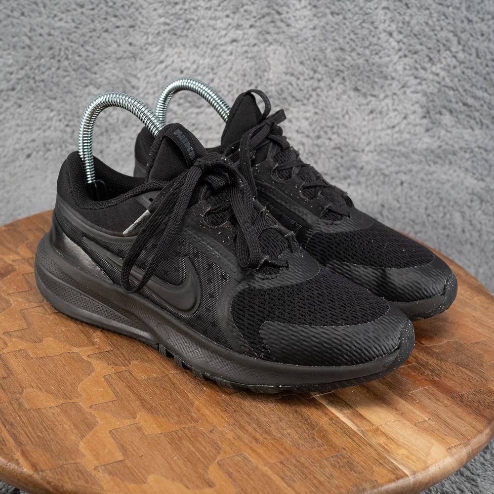 Nike Unisex Kids Black Athletic Sneakers Lace-Up Mesh US 3.5Y HF7004-001